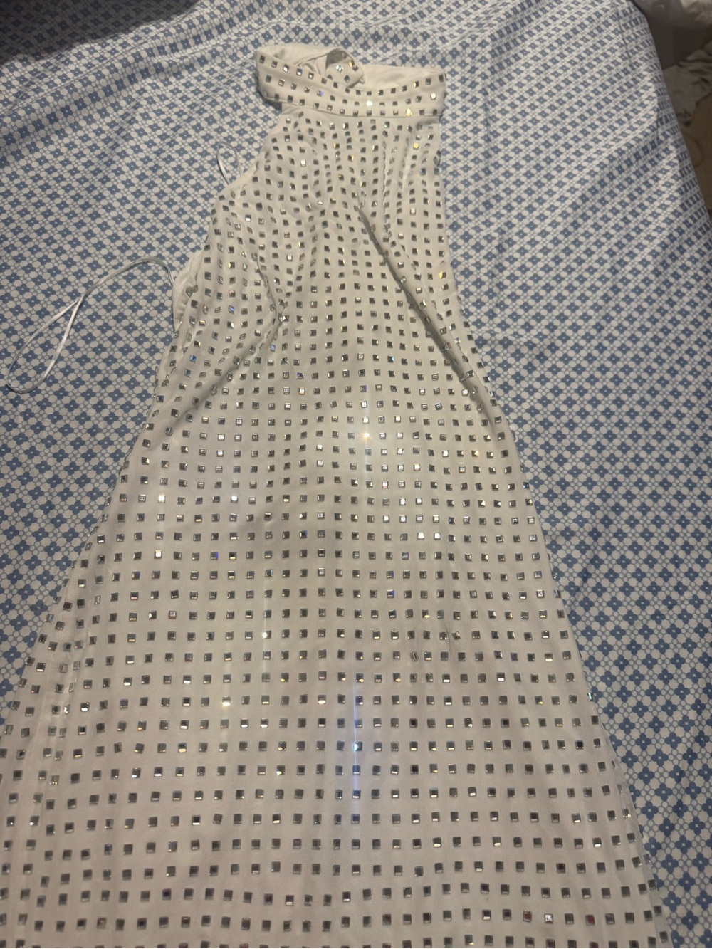 AKIRA White Halter Dress with Silver Square Studs